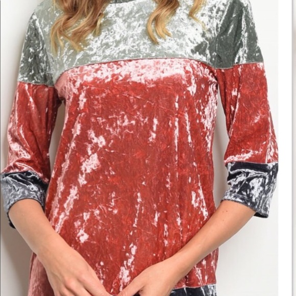 ❌DONATED❌Blue Gray Multicolor Block Crushed Velour Midi Dress - Picture 3 of 9